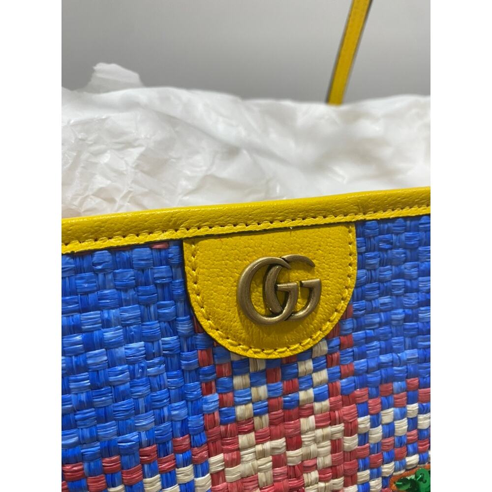 Gucci Large Miami Raffia Sequin Ophidia GG Tote Shoulder Bag - Picture 4 of 16